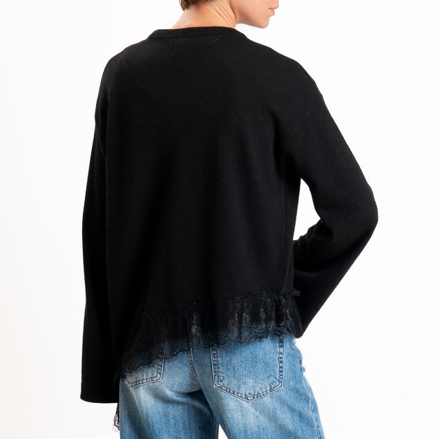 Tensione in-Maglia asimmetrica misto lana/cashmere - nero