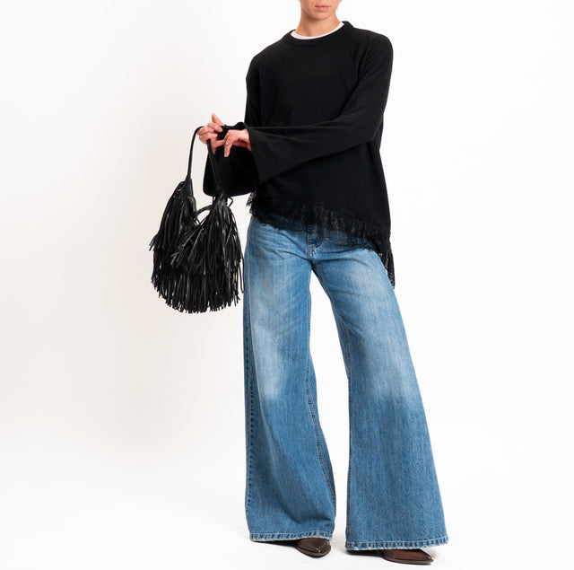 Tensione in-Maglia asimmetrica misto lana/cashmere - nero