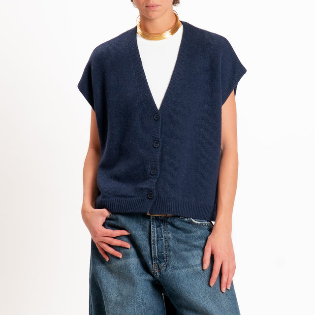 Tensione in-Gilet a scatola misto cashmere - blu
