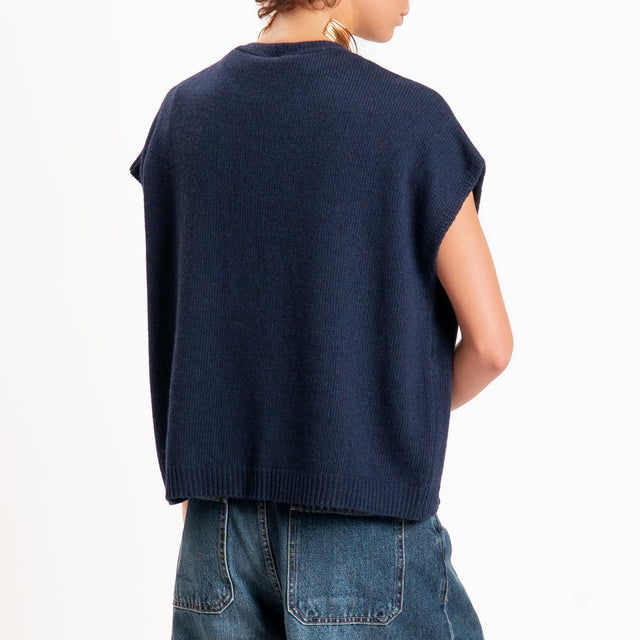 Tensione in-Gilet a scatola misto cashmere - blu