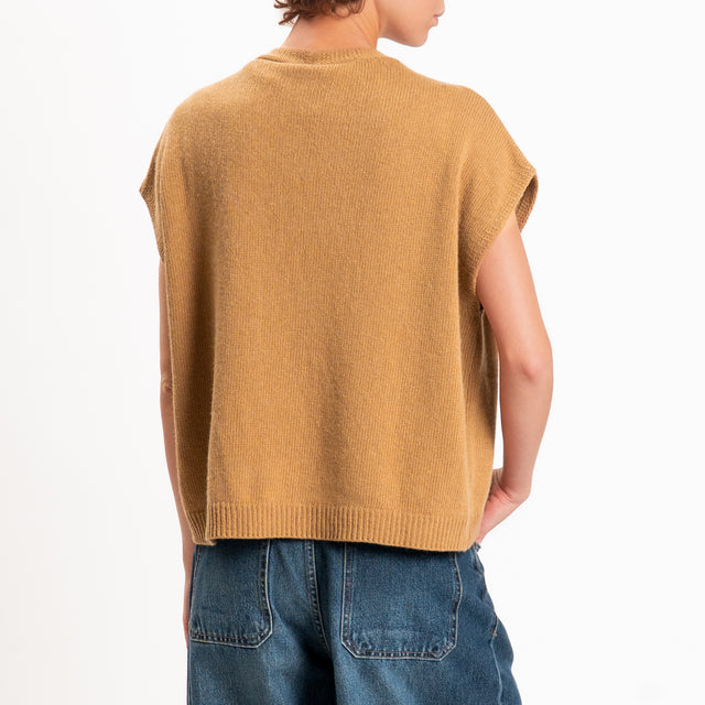 Tensione in-Gilet a scatola misto cashmere - cammello