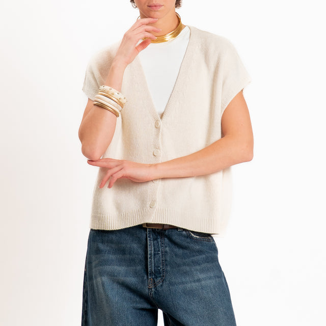 Tensione in-Gilet a scatola misto cashmere - ecru'