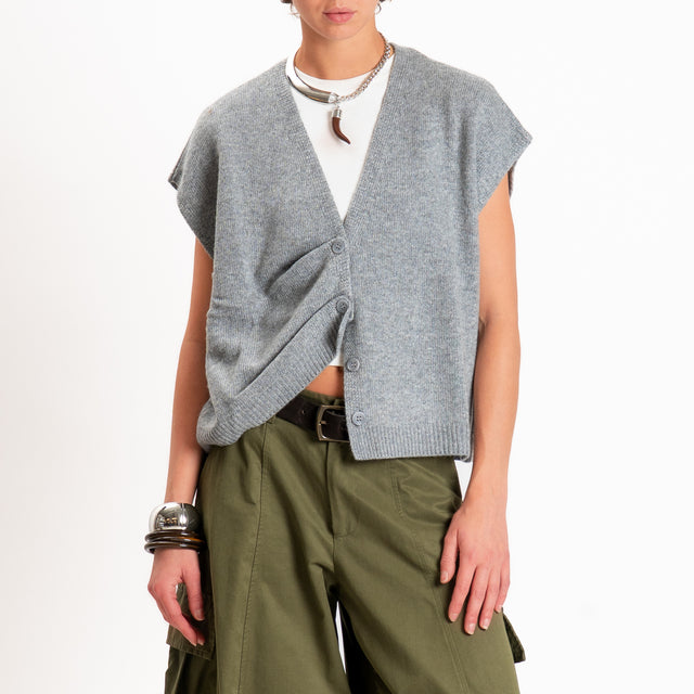 Tensione in-Gilet a scatola misto cashmere - grigio