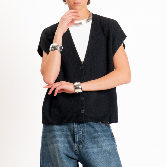 Tensione in-Gilet a scatola misto cashmere - nero