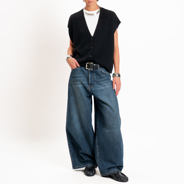 Tensione in-Gilet a scatola misto cashmere - nero