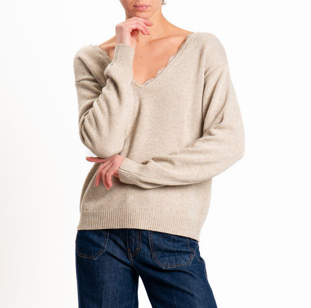 Tensione in-Maglia misto cashmere doppio scollo v - cacha