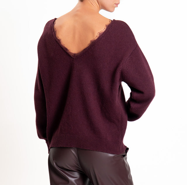Tensione in-Maglia misto cashmere doppio scollo v - Bordeaux