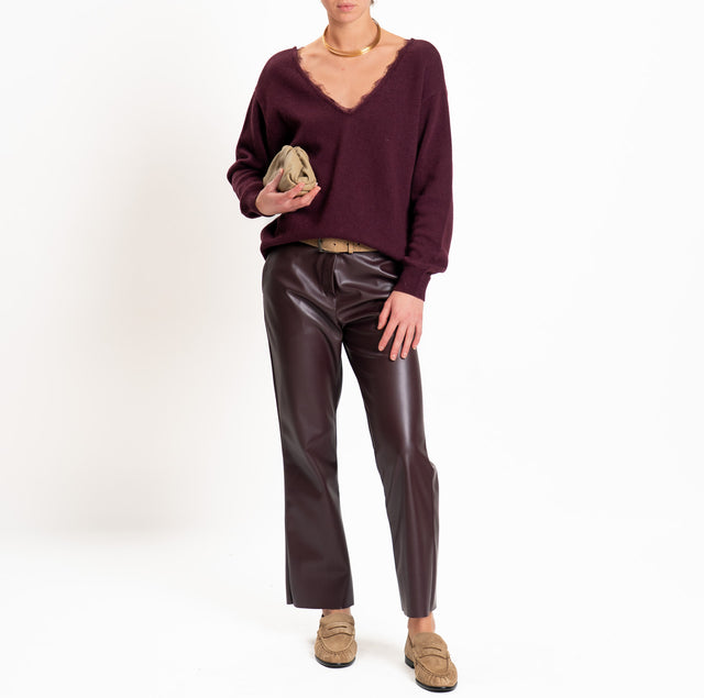 Tensione in-Maglia misto cashmere doppio scollo v - Bordeaux