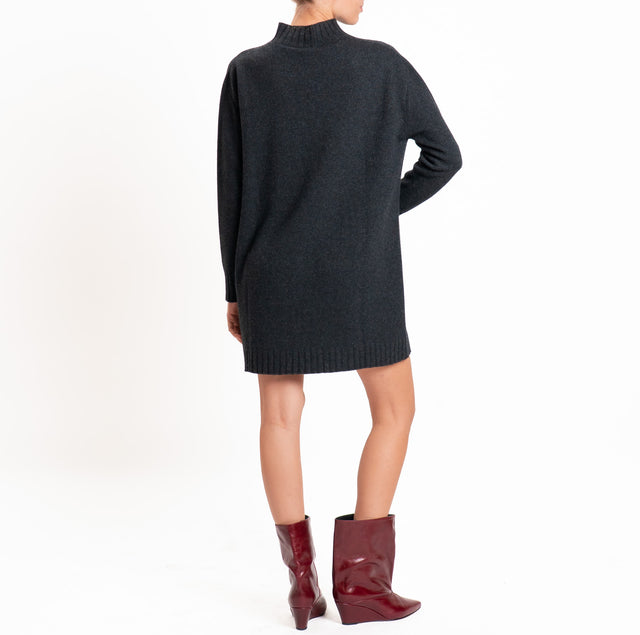 Tensione in-Abito misto lana/cashmere collo montat - antracite