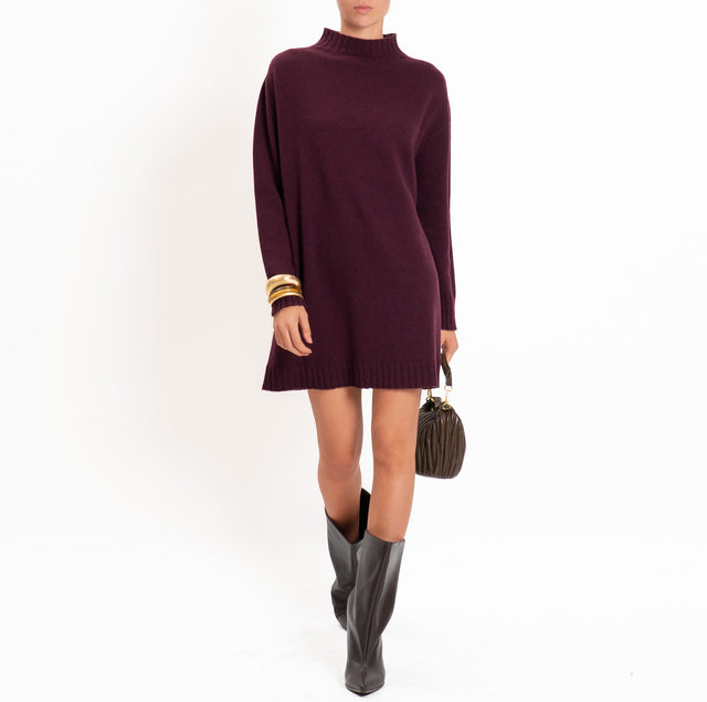 Tensione in-Abito misto lana/cashmere collo montat - Bordeaux