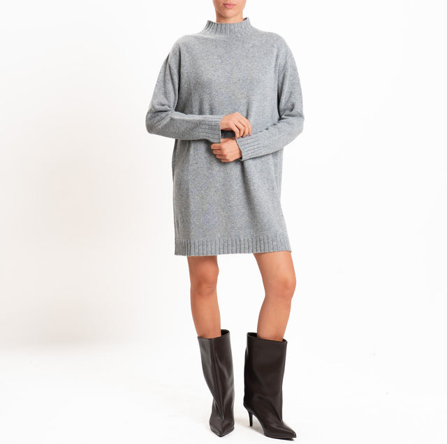 Tensione in-Abito misto lana/cashmere collo montat - grigio melange