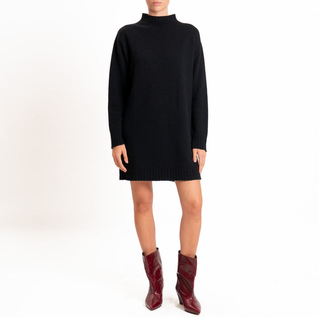 Tensione in-Abito misto lana/cashmere collo montat - nero