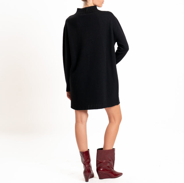 Tensione in-Abito misto lana/cashmere collo montat - nero