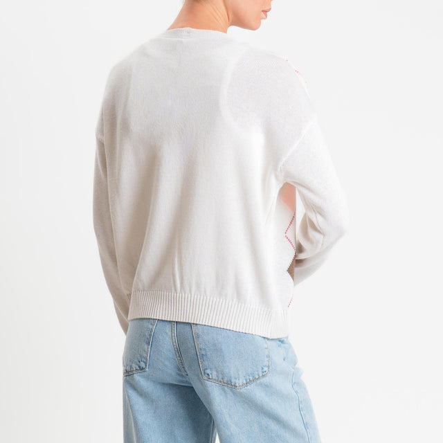 Tensione in-Cardigan argyle - burro/rosa/tabacco