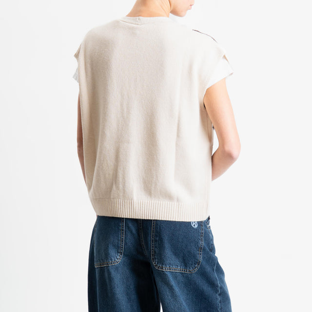 Tensione in-Gilet rombi argyle misto cashmere - burro/moro/casha