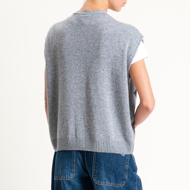 Tensione in-Gilet rombi argyle misto cashmere - grigio/moro/camel