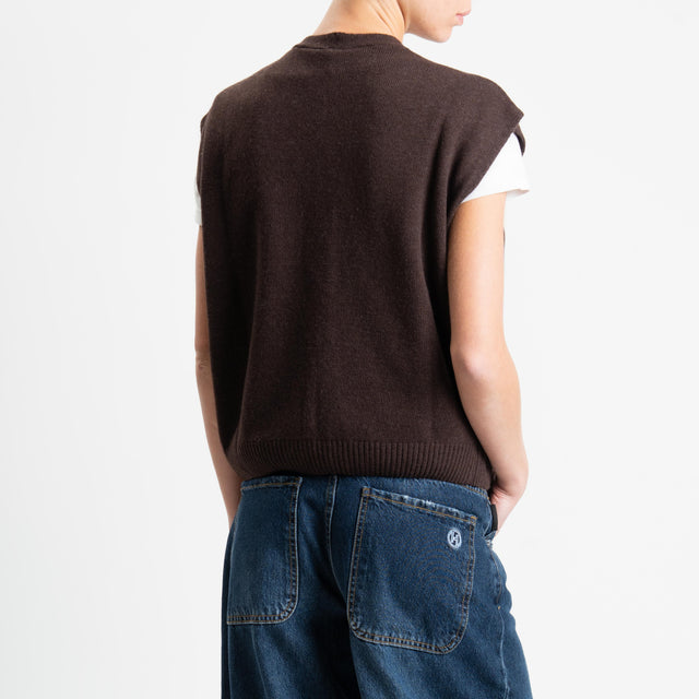 Tensione in-Gilet rombi argyle misto cashmere - moro/antracite/beige