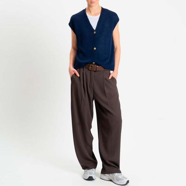 Tensione in-Gilet in maglia tre bottoni - blu