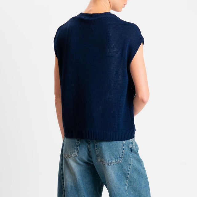 Tensione in-Gilet in maglia tre bottoni - blu