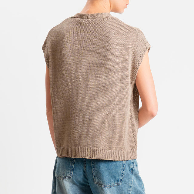 Tensione in-Gilet in maglia tre bottoni - taupe