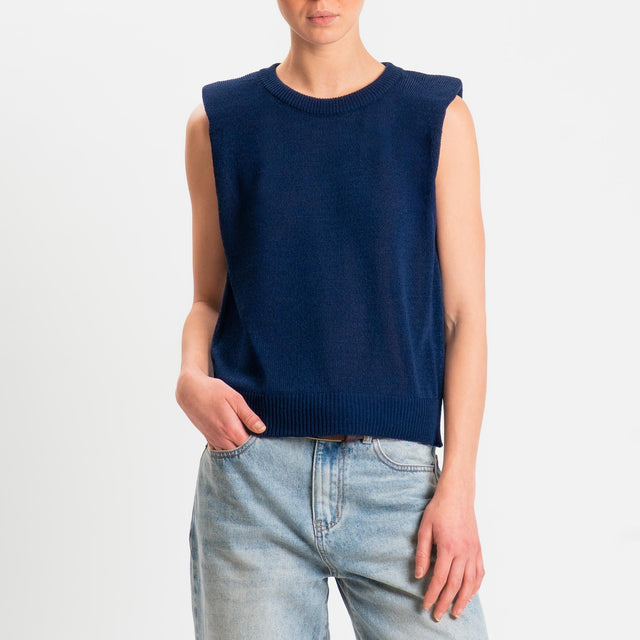 Tensione in-Maglia smanicata con spalline - blu