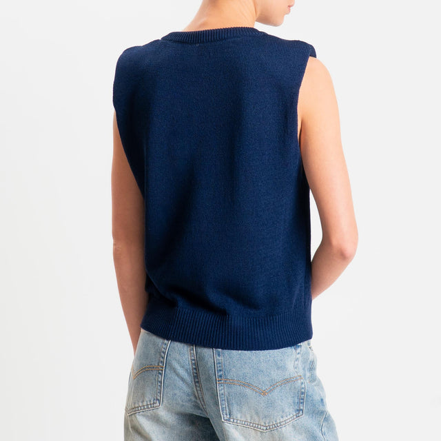 Tensione in-Maglia smanicata con spalline - blu