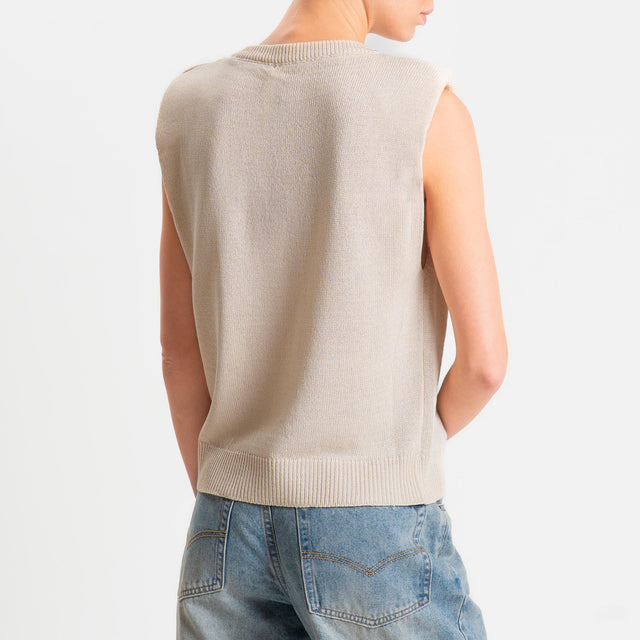 Tensione in-Maglia smanicata con spalline - ecru'