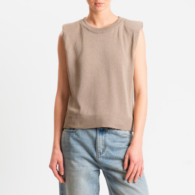 Tensione in-Maglia smanicata con spalline - taupe