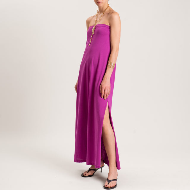 Tensione in-Abito a fascia in jersey di cotone spacco laterale - orchidea
