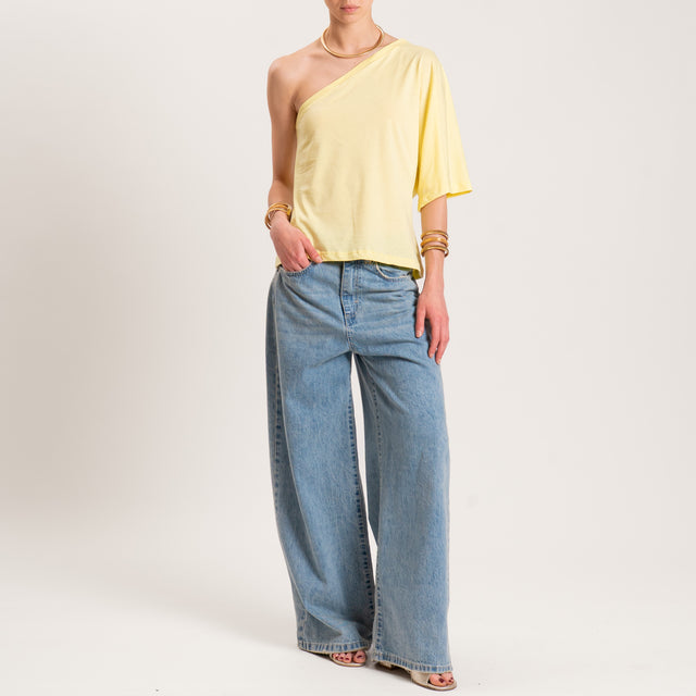 Tensione in-T-shirt monospalla - giallo