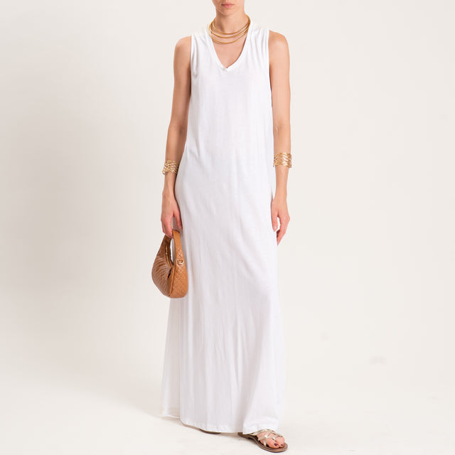 Tensione in-Abito smanicato incrociato dietro in jersey di cotone - panna