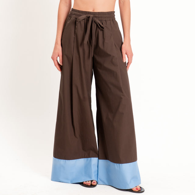 Tensione in-Pantalone popeline bicolore - moro/celeste