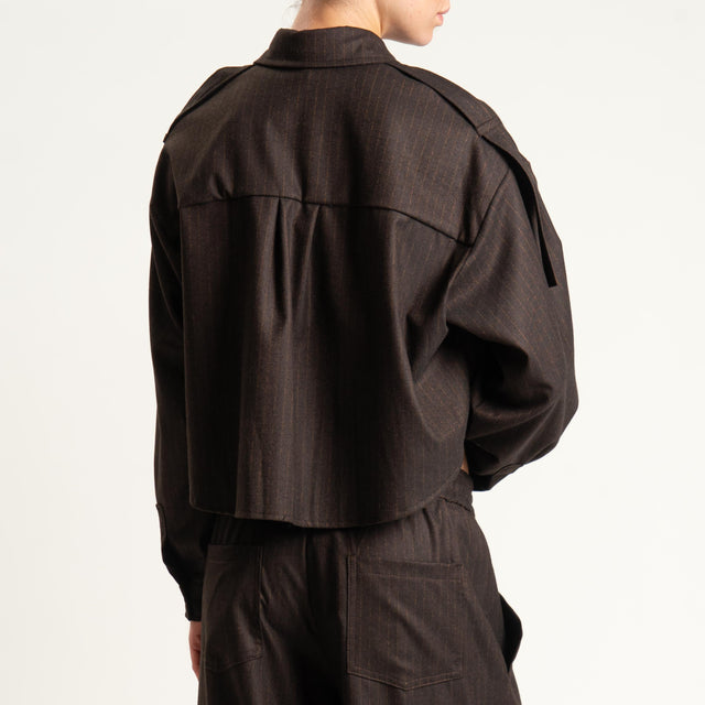 Tensione in- Camicia gessata crop - moro