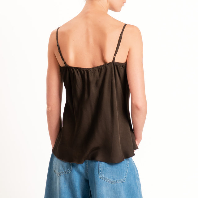 Tensione in-Top satin doppio scollo v - caffe'