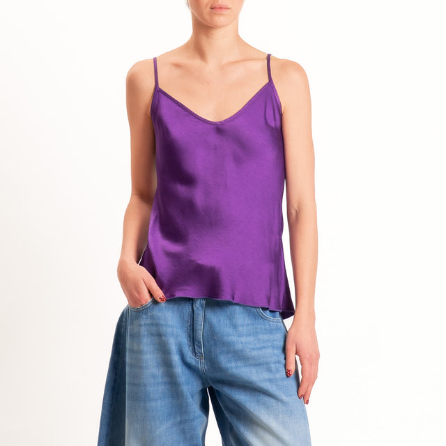 Tensione in-Top satin doppio scollo v - viola