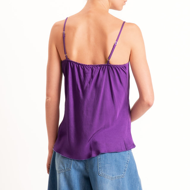 Tensione in-Top satin doppio scollo v - viola