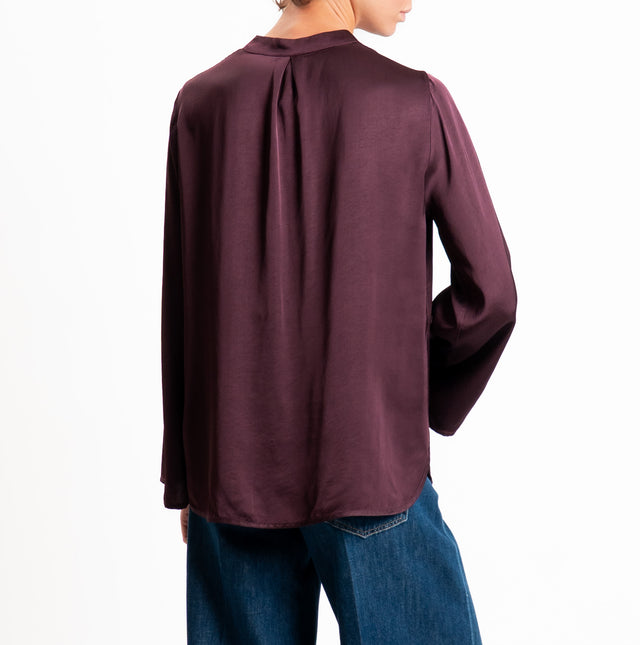 Tensione in-Blusa satin elasticizzato scollo v - burgundy