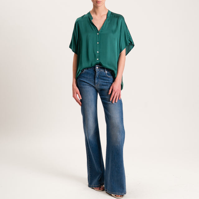 Tensione in-Camicia satin manica scesa - verde