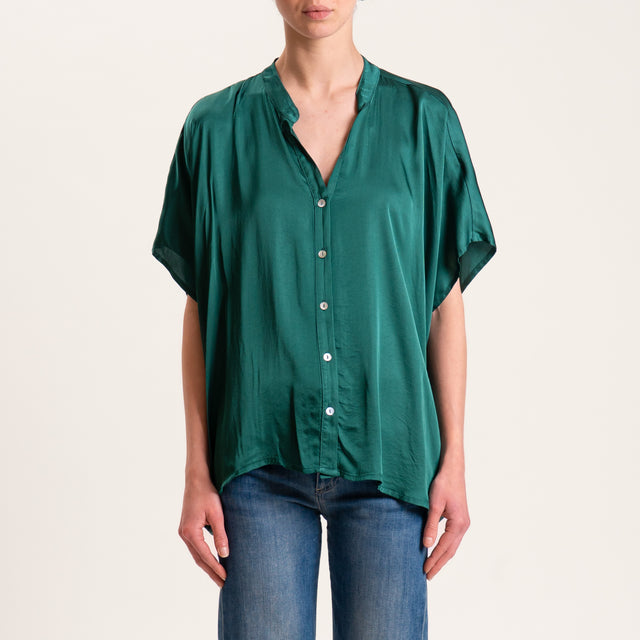 Tensione in-Camicia satin manica scesa - verde