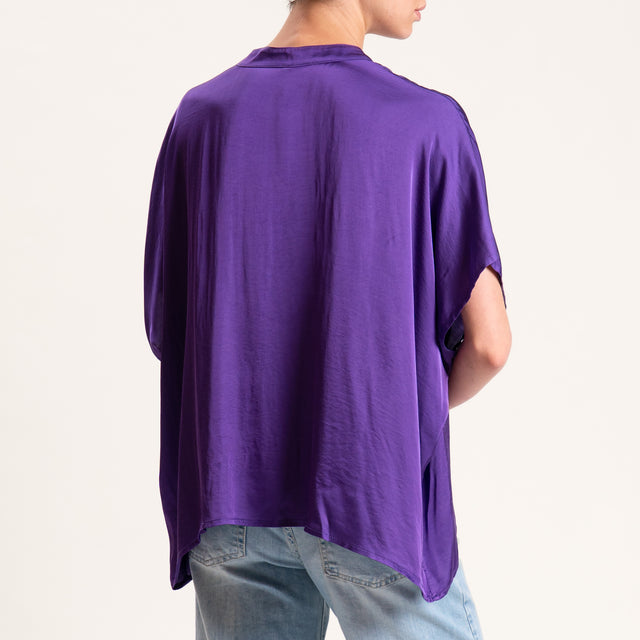 Tensione in-Camicia satin manica scesa - aubergine