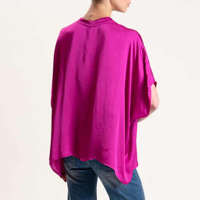 Tensione in-Camicia satin manica scesa - berry