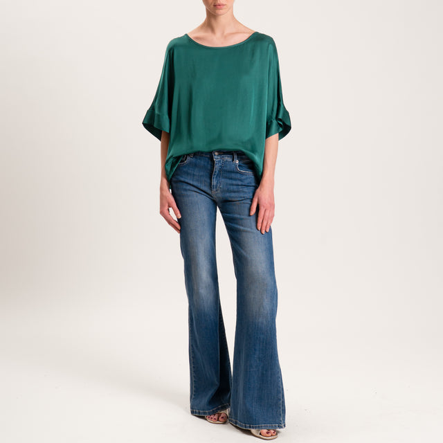 Tensione in-Blusa satin manica scesa - verde