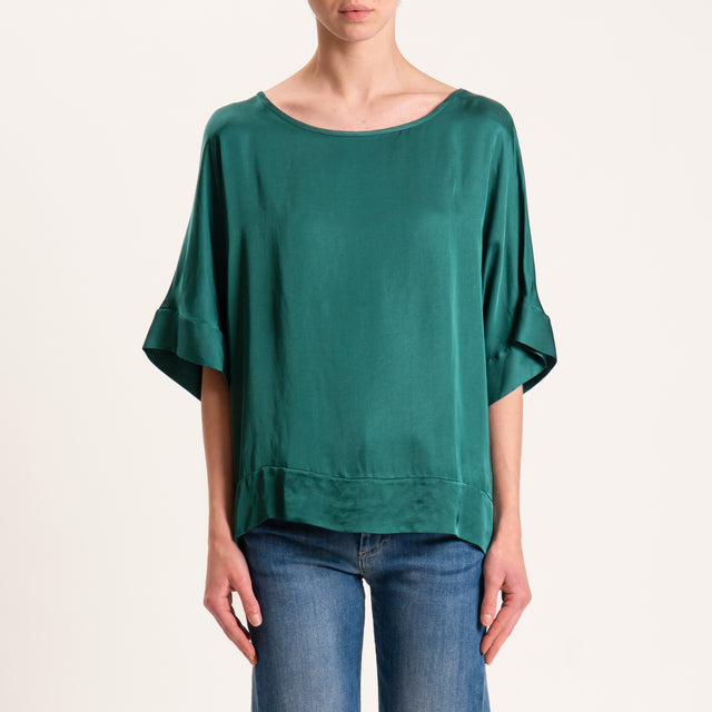 Tensione in-Blusa satin manica scesa - verde