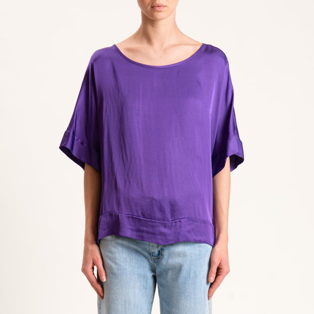Tensione in-Blusa satin manica scesa - aubergine