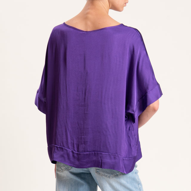 Tensione in-Blusa satin manica scesa - aubergine
