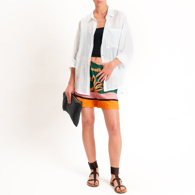 Tensione in-Camicia mussola con taschino - latte