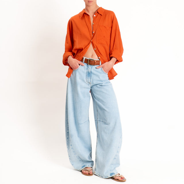 Tensione in-Camicia mussola con taschino - arancio