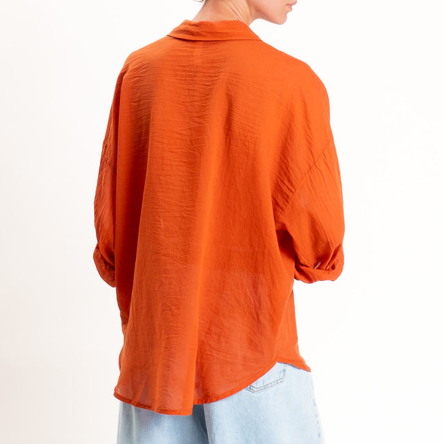 Tensione in-Camicia mussola con taschino - arancio