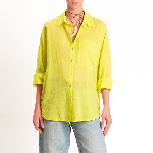 Tensione in-Camicia mussola con taschino - lime