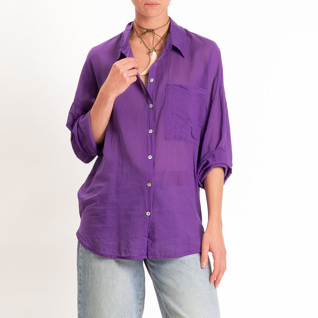 Tensione in-Camicia mussola con taschino - viola